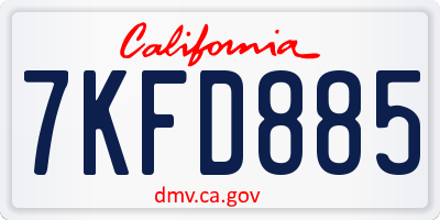 CA license plate 7KFD885