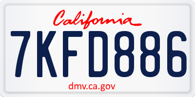 CA license plate 7KFD886