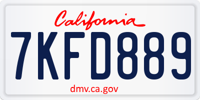 CA license plate 7KFD889