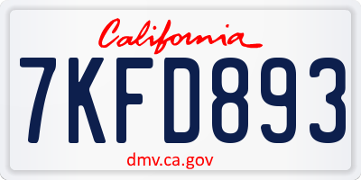 CA license plate 7KFD893