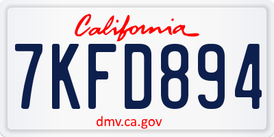 CA license plate 7KFD894