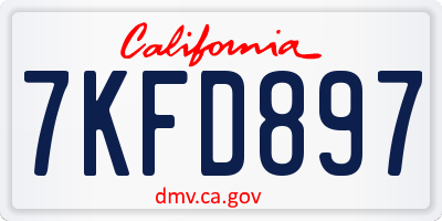 CA license plate 7KFD897