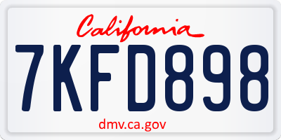CA license plate 7KFD898