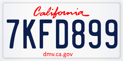 CA license plate 7KFD899