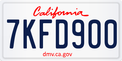 CA license plate 7KFD900
