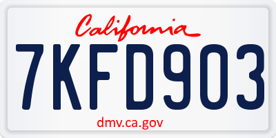CA license plate 7KFD903