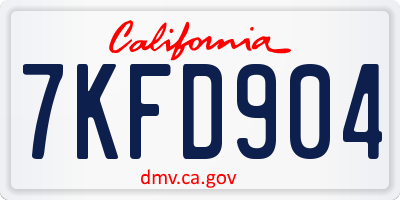 CA license plate 7KFD904