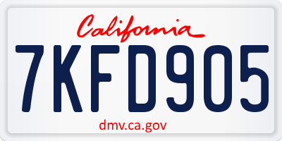 CA license plate 7KFD905