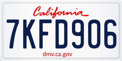 CA license plate 7KFD906