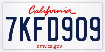 CA license plate 7KFD909