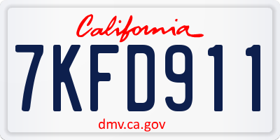 CA license plate 7KFD911