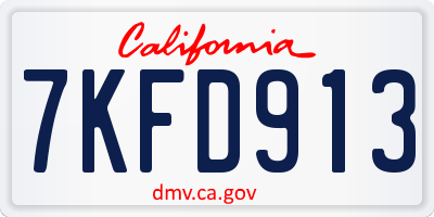 CA license plate 7KFD913