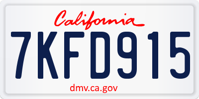 CA license plate 7KFD915
