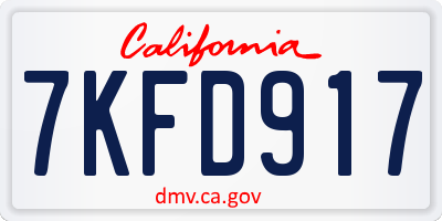 CA license plate 7KFD917