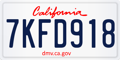CA license plate 7KFD918