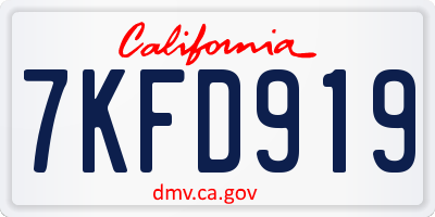 CA license plate 7KFD919