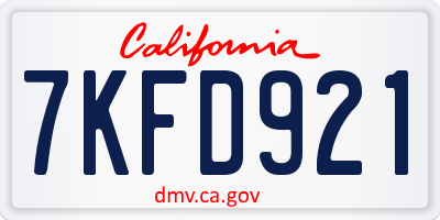 CA license plate 7KFD921