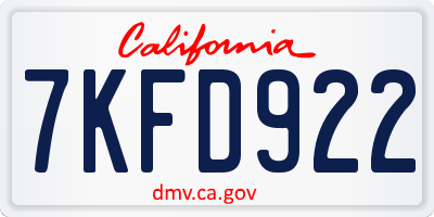 CA license plate 7KFD922