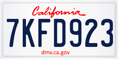 CA license plate 7KFD923