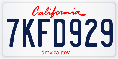 CA license plate 7KFD929