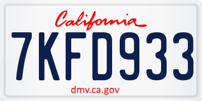 CA license plate 7KFD933