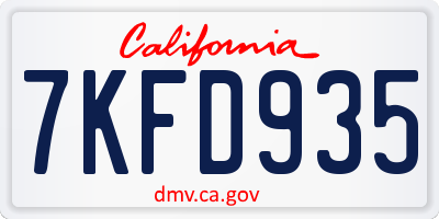 CA license plate 7KFD935