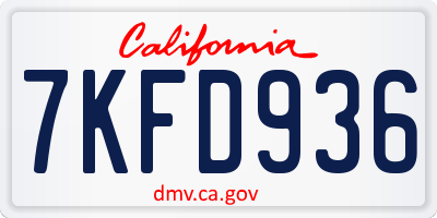 CA license plate 7KFD936