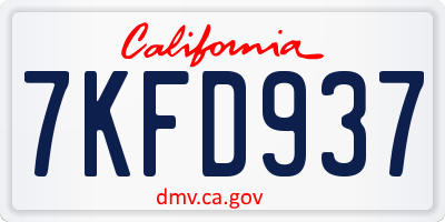 CA license plate 7KFD937