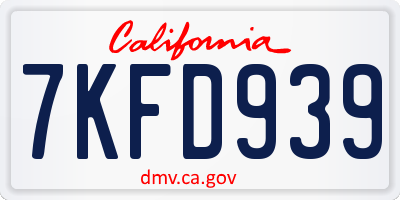 CA license plate 7KFD939