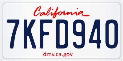 CA license plate 7KFD940