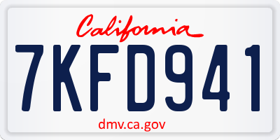CA license plate 7KFD941