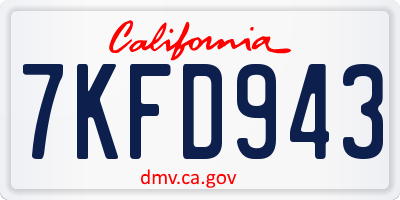CA license plate 7KFD943