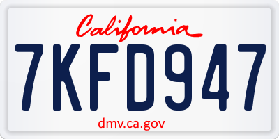 CA license plate 7KFD947