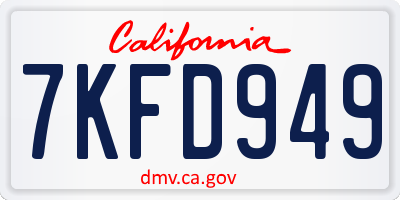 CA license plate 7KFD949