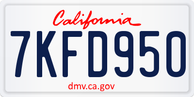 CA license plate 7KFD950