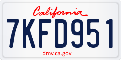 CA license plate 7KFD951