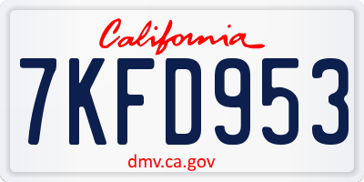CA license plate 7KFD953