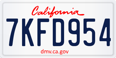 CA license plate 7KFD954