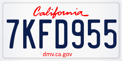 CA license plate 7KFD955