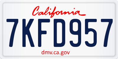 CA license plate 7KFD957