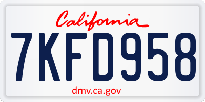 CA license plate 7KFD958