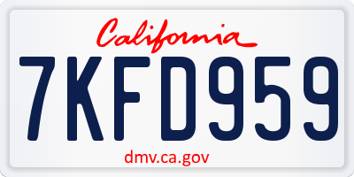 CA license plate 7KFD959