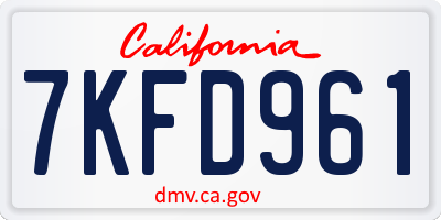 CA license plate 7KFD961