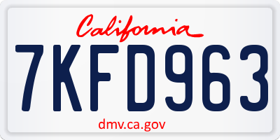 CA license plate 7KFD963