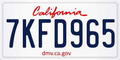 CA license plate 7KFD965