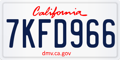CA license plate 7KFD966