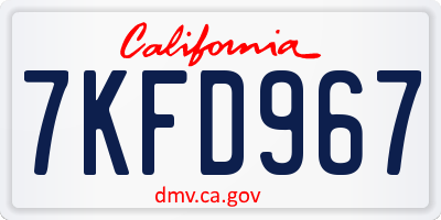 CA license plate 7KFD967