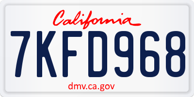CA license plate 7KFD968