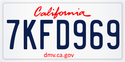 CA license plate 7KFD969