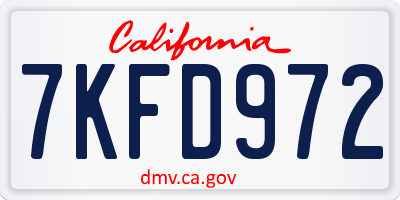 CA license plate 7KFD972